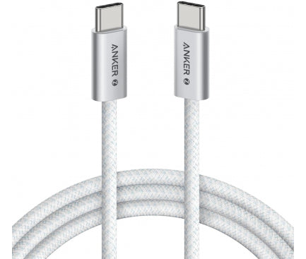 Cablu alimentare si date Anker Zolo, 1m, USB Type-C (T) la USB Type-C (T), 240W, invelis nylon, braided, alb, "A8060H21" - 0194644288761