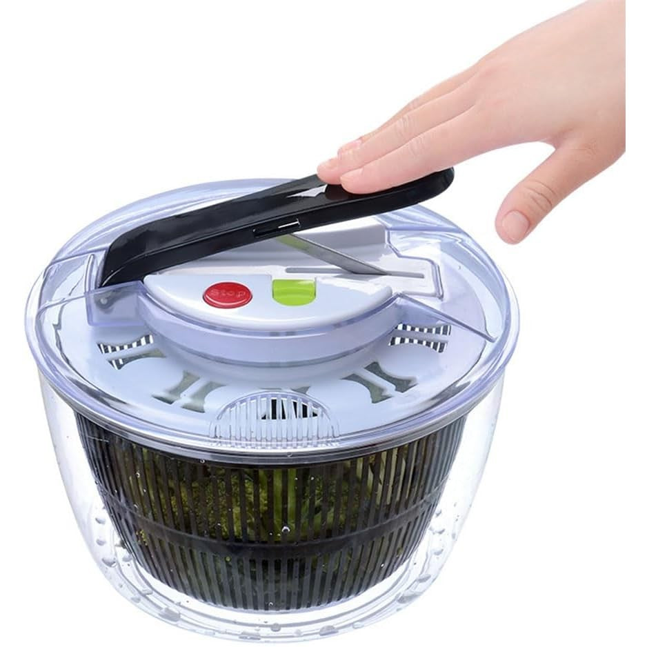 Uscator Manual pentru Salata si Verdeturi, Plastic, 20x20x25 cm, Capacitate 5L, Negru