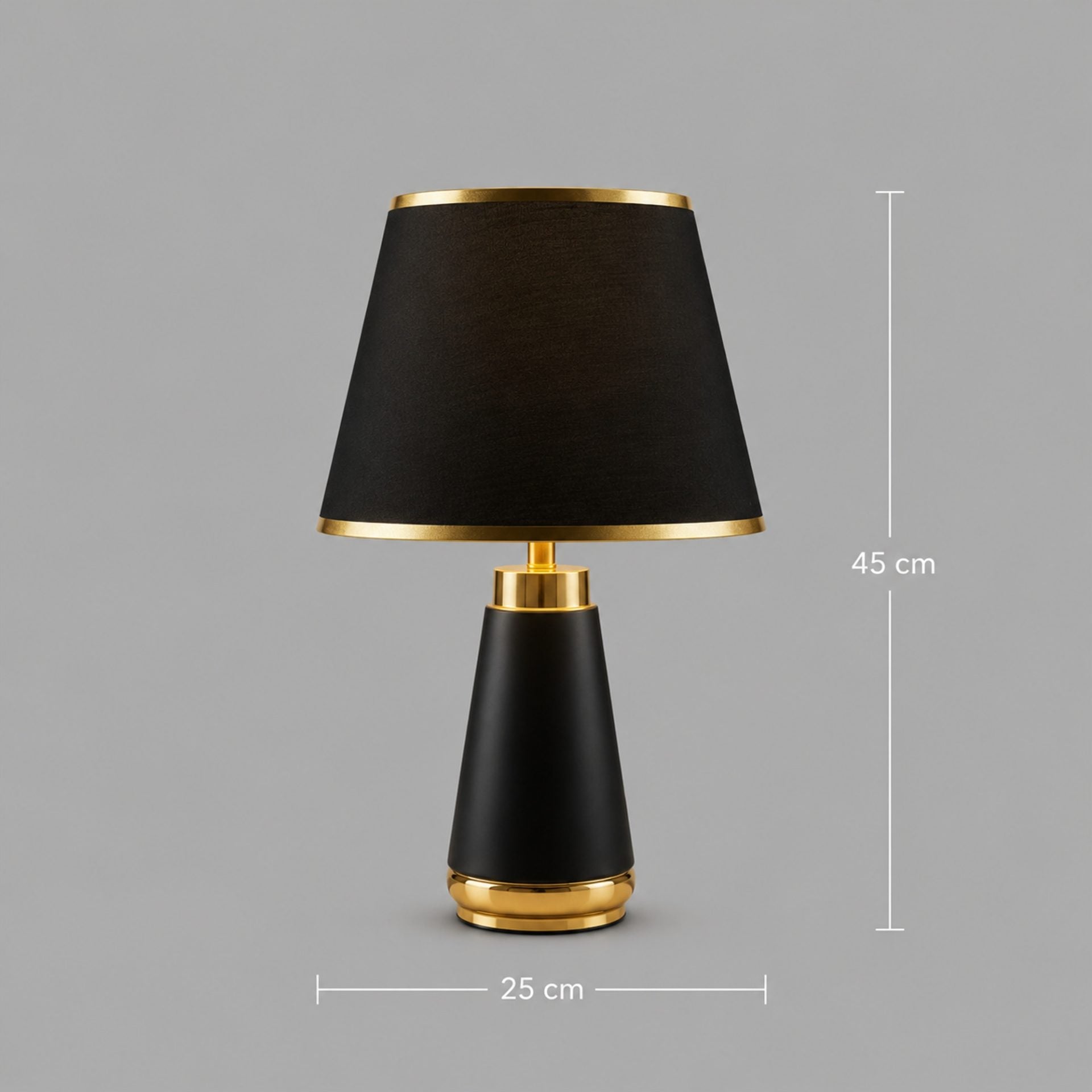 Veioza VZ210BK, 1x E27,Metal si Textil, Negru si Auriu