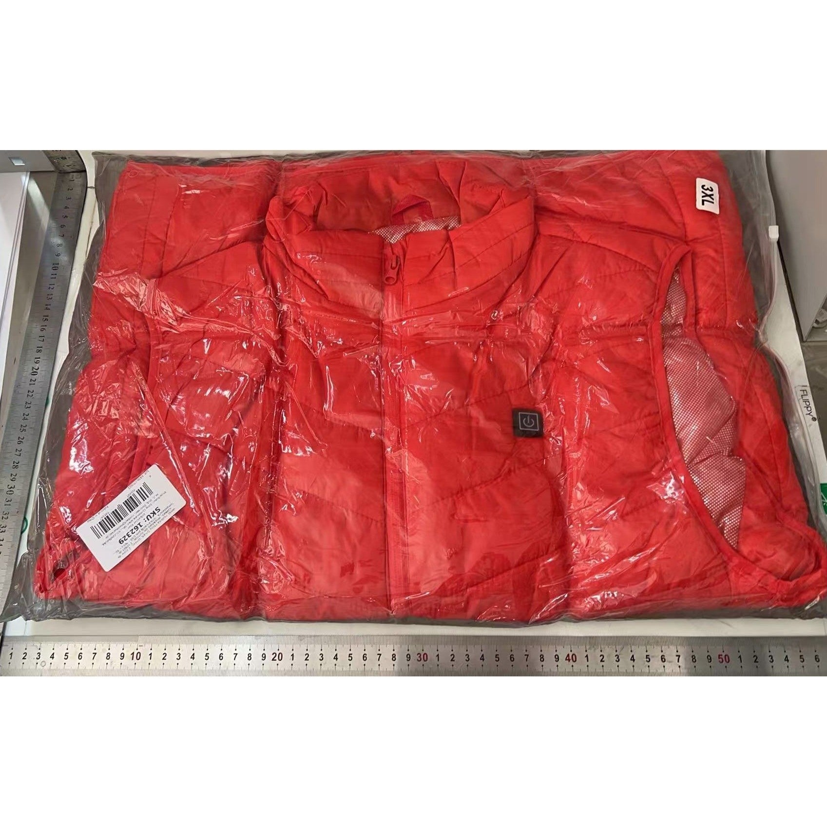 Vesta cu Incalzire, Unisex, 2 Zone de Incalzire, Umplutura Bumbac, 3 Trepte de Temperatura, Incarcare USB, Rosu, 74 - 84 kg, Marime XXXL