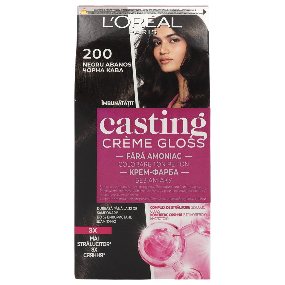 Vopsea pentru Par, Casting Creme Gloss, 200 Negru Abanos