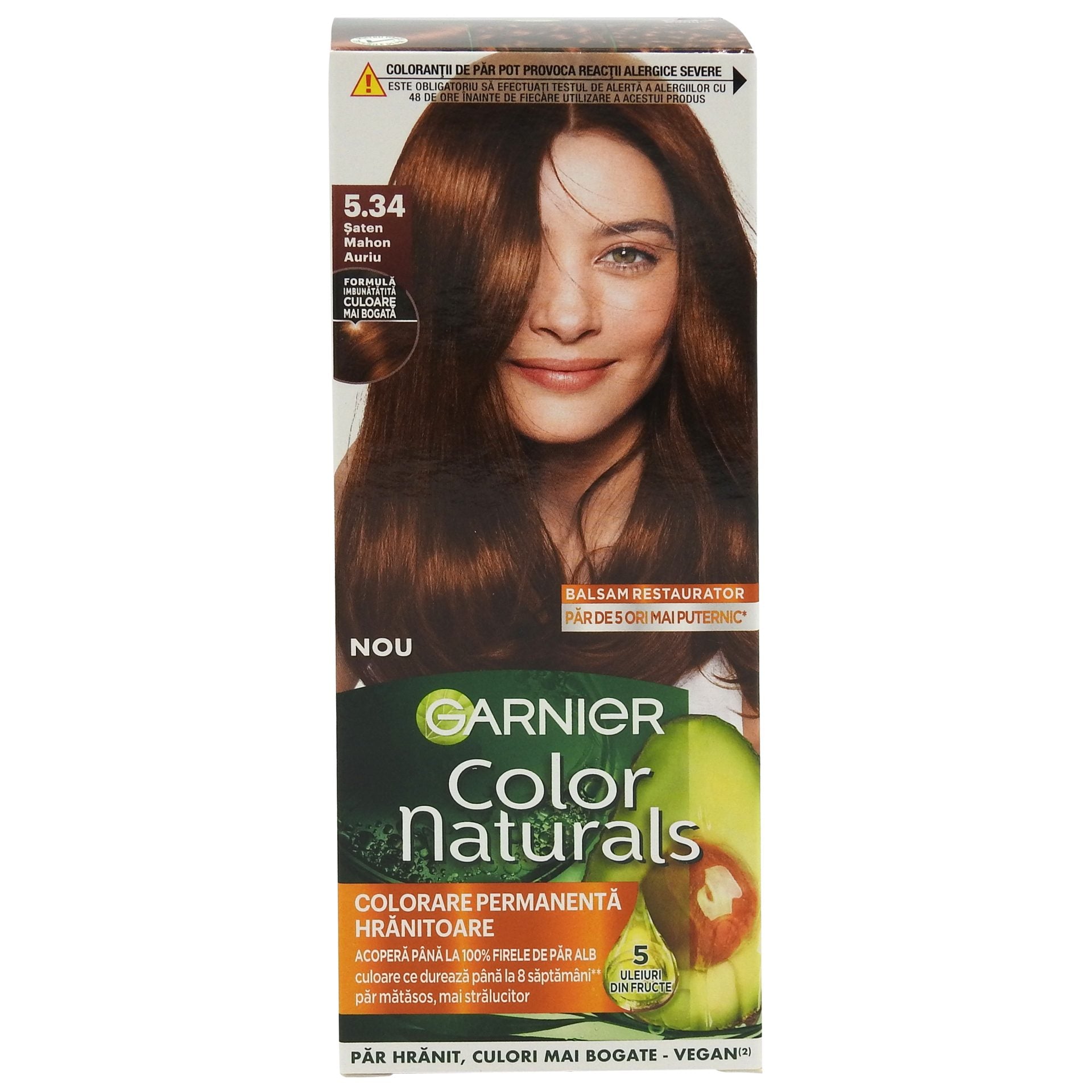 Vopsea pentru Par, Garnier Color Naturals, 5.34 Saten Mahon Auriu