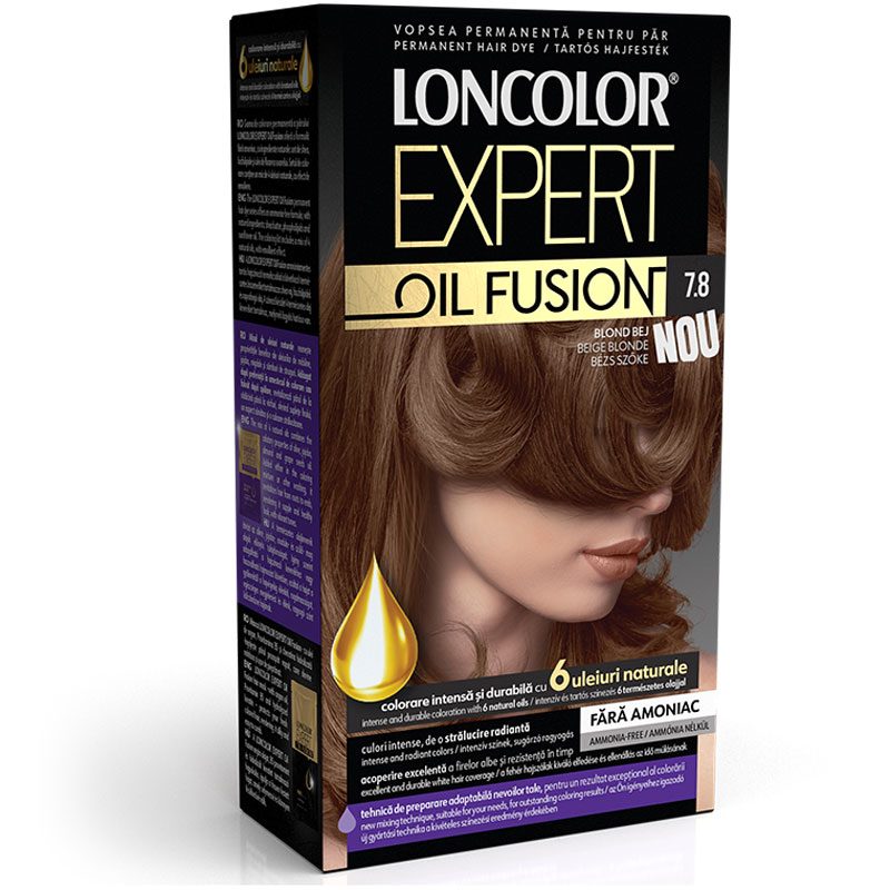 Vopsea pentru Par, Loncolor Expert Oil Fusion, 7.8 Blond Bej