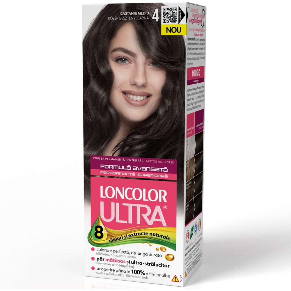 Vopsea pentru Par, Loncolor Ultra, 4 Castaniu Mediu