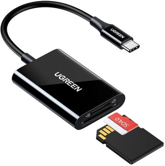 CARD READER extern Ugreen, "CM265" interfata USB Type-C, citeste/scrie: SD, microSD viteza pana la 280Mbps, suporta carduri maxim 512 GB, plastic, negru "35622" (include TV 0.03 lei) - 6941876236220