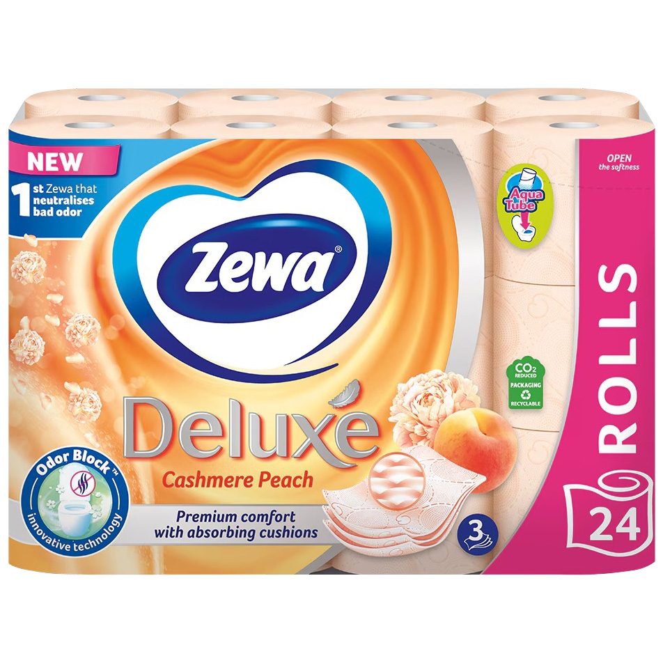 Hartie Igienica, ZEWA, Deluxe Cashmere Peach, 3 Straturi, Set 24 Role