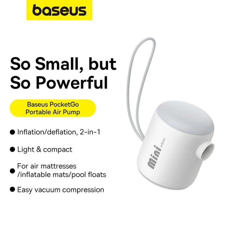 POMPA DE AER Baseus PocketGo Portable, acumulator integrat, 230L/min, alb "C11157700221-00" - 6932172635008