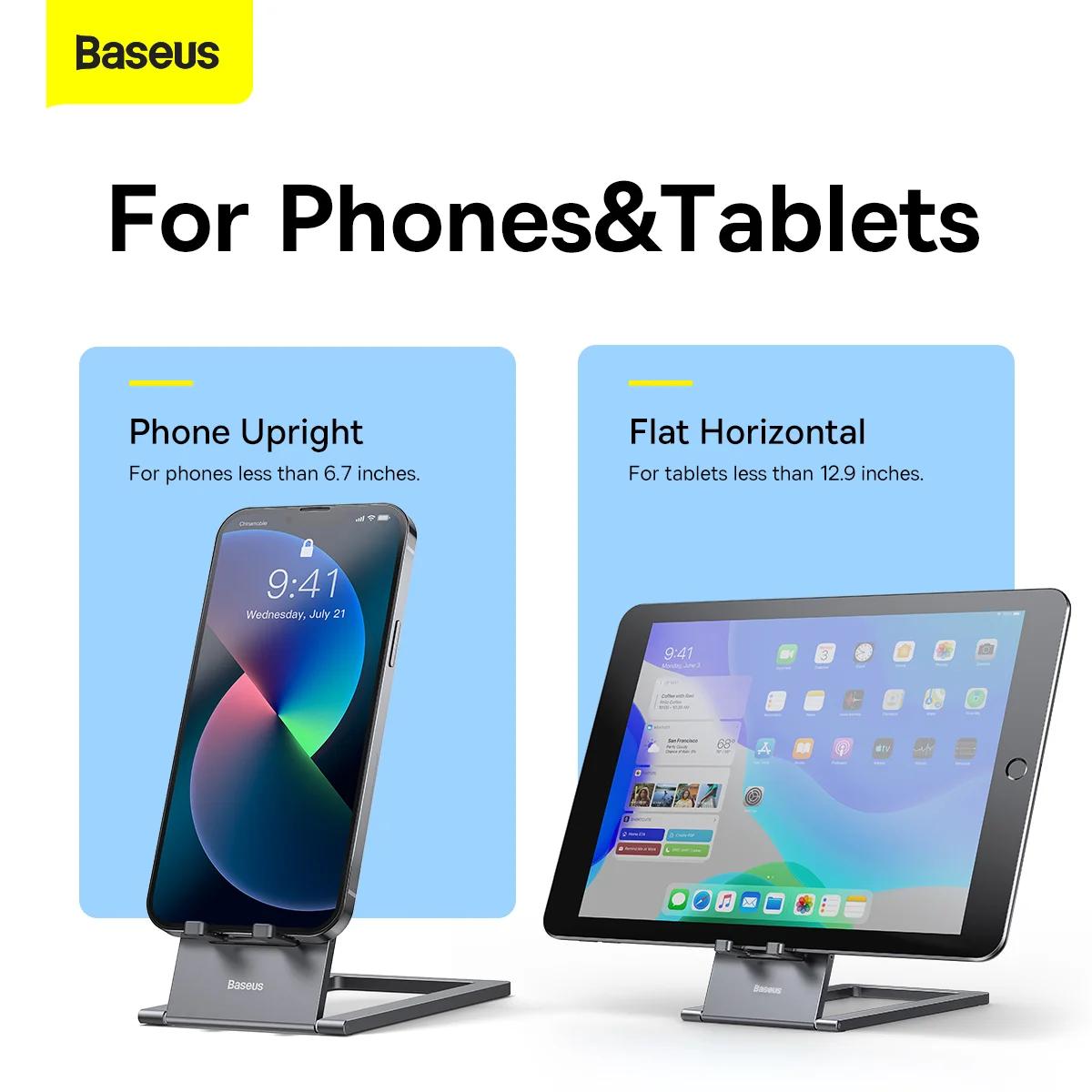 STAND Baseus smartphone sau tableta, pliabil, aliaj zinc, dimensiuni: 139.6*81*5.6 mm, gri "LUKP000013" - 6932172605896