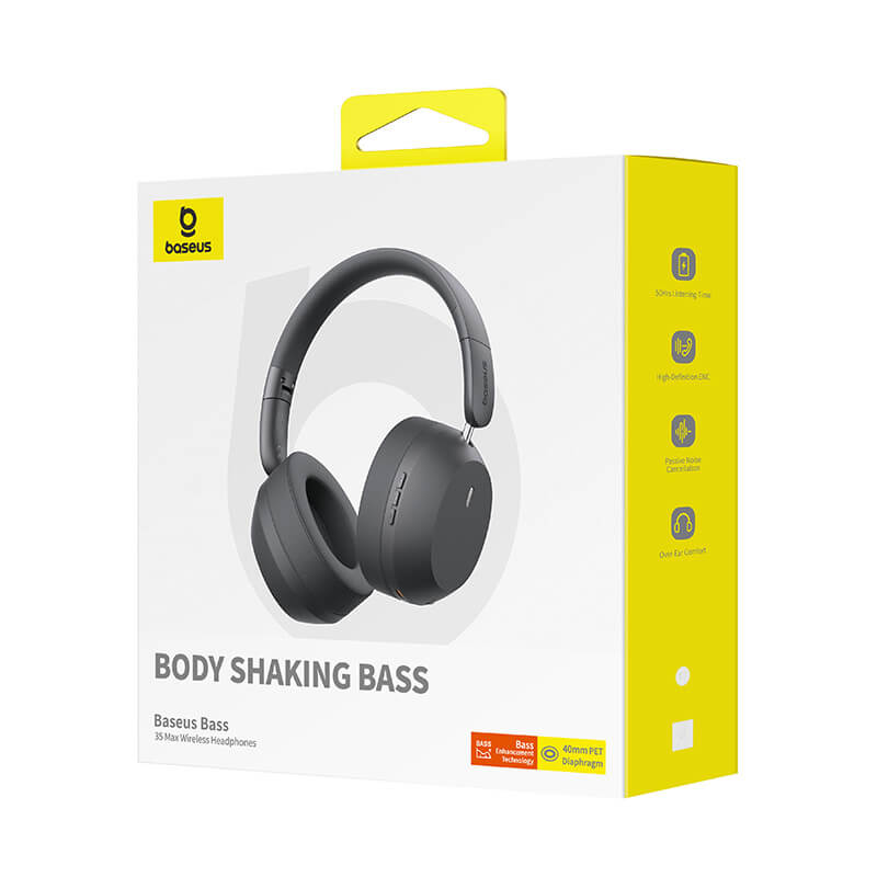 CASTI Baseus Bass 35 Max, multimedia, wireless, bluetooth 5.3,Hi-Res Sound,46h viata baterie, gri "A00070800821-00" (timbru verde 0.18 lei) - 6932172657833