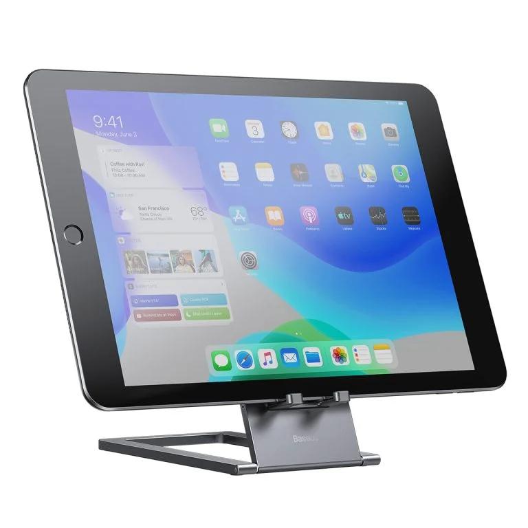 STAND Baseus smartphone sau tableta, pliabil, aliaj zinc, dimensiuni: 139.6*81*5.6 mm, gri "LUKP000013" - 6932172605896