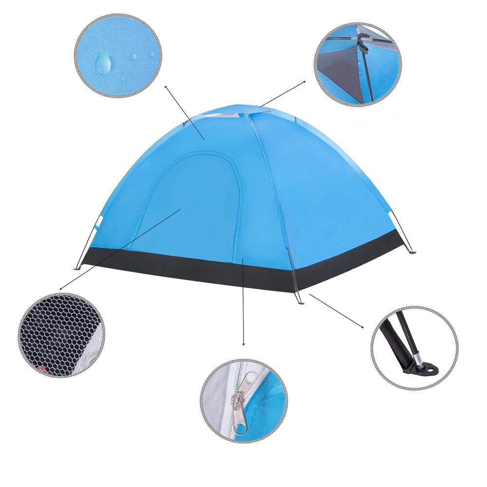 Cort plaja sau camping, impemeabil, cu protectie UV, 2 locuri, 200x150x110cm, albastru