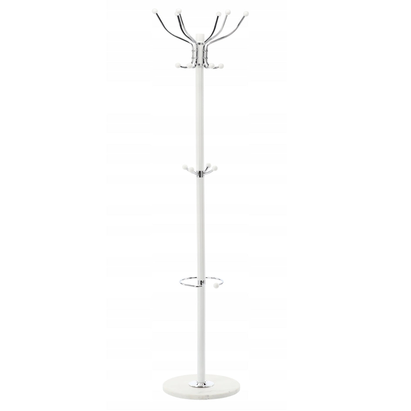 Cuier hol metalic 178 cm, 16 carlige, design minimalist, alb