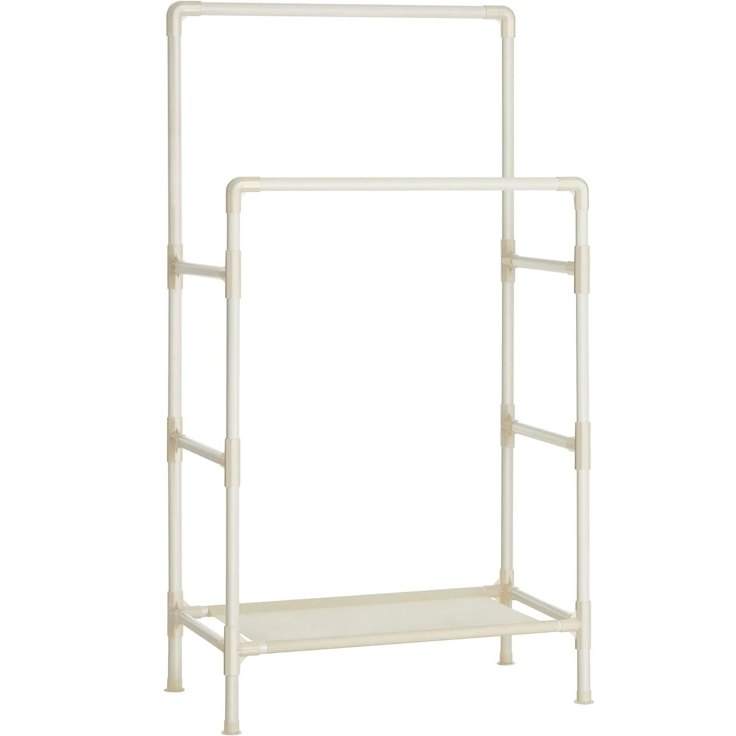 SONGMICS Raft de haine din metal, cu 2 bare de haine si 1 raft, maxim 70 kg, industrial, 45x83x157cm, alb