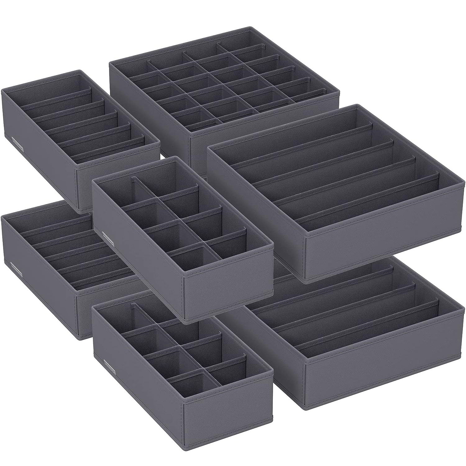 Organizatoare dulap sau sertar, set 8 cutii de depozitare a lenjeriei de corp, pliabile, 64x48x10cm, gri