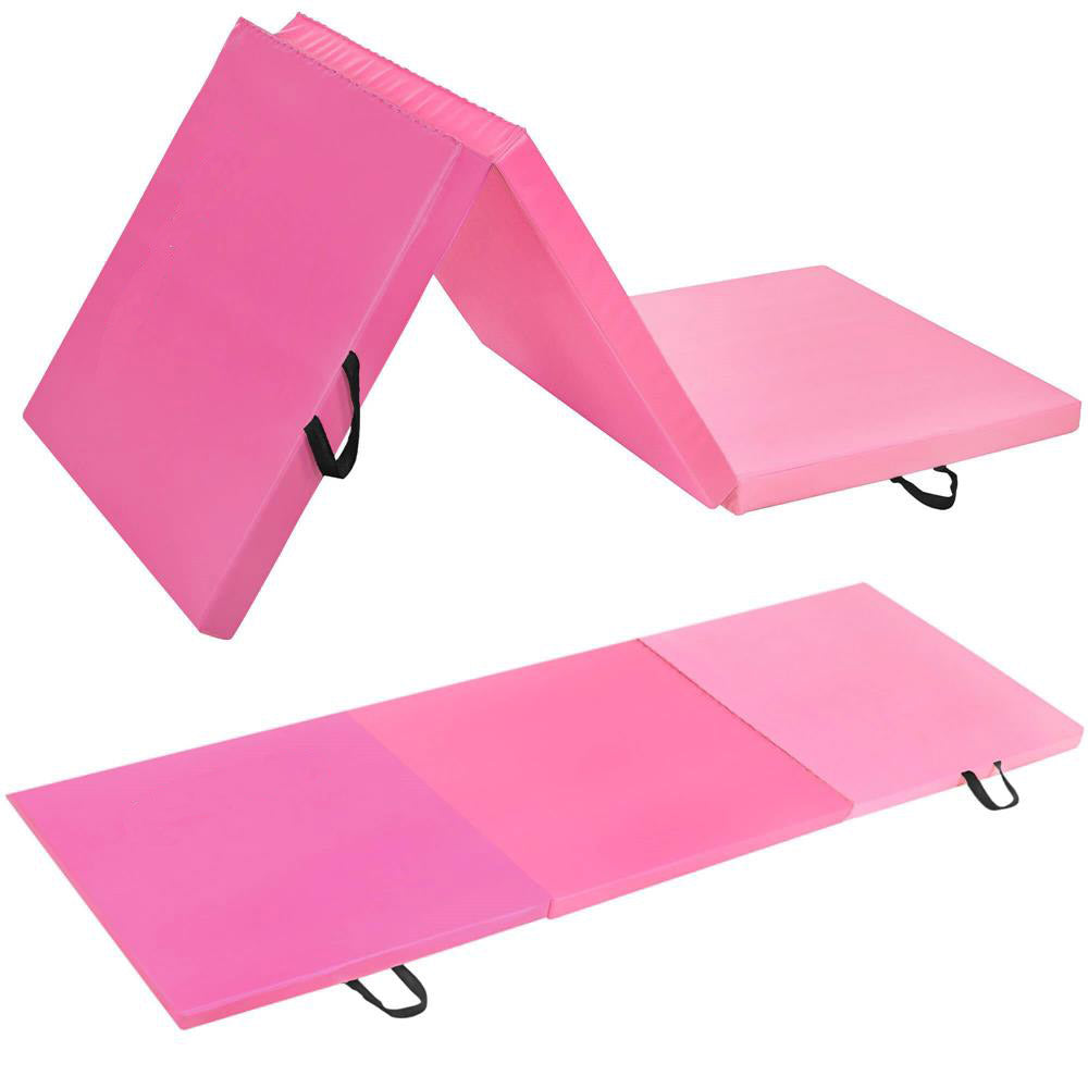 Saltea fitness groasa pentru antrenamente gimnastica, pliabila, 180x60x5,5cm, roz