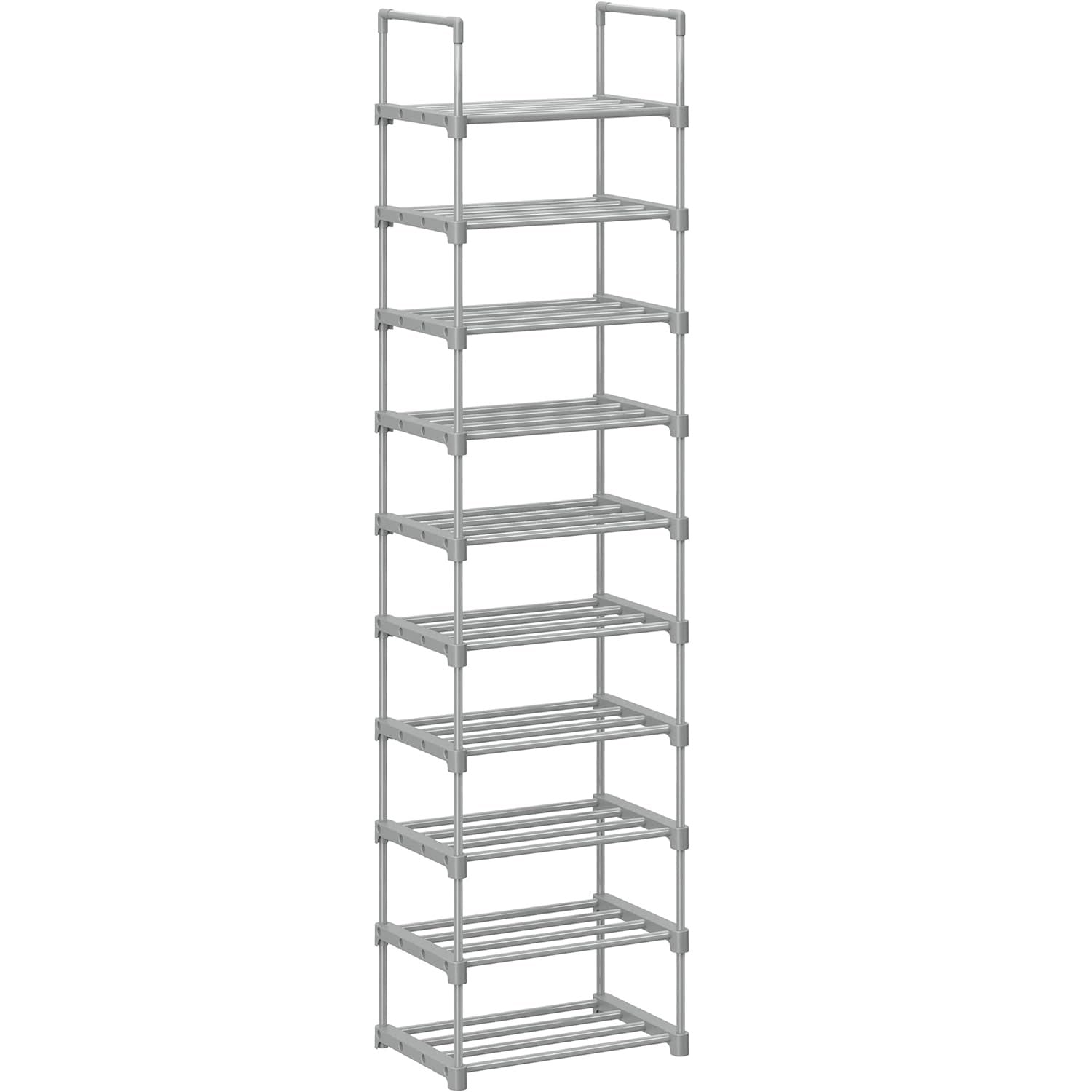 SONGMICS Suport pentru pantofi, cadru metalic cu 10 nivele, design personalizabil, 30x45x174cm, gri