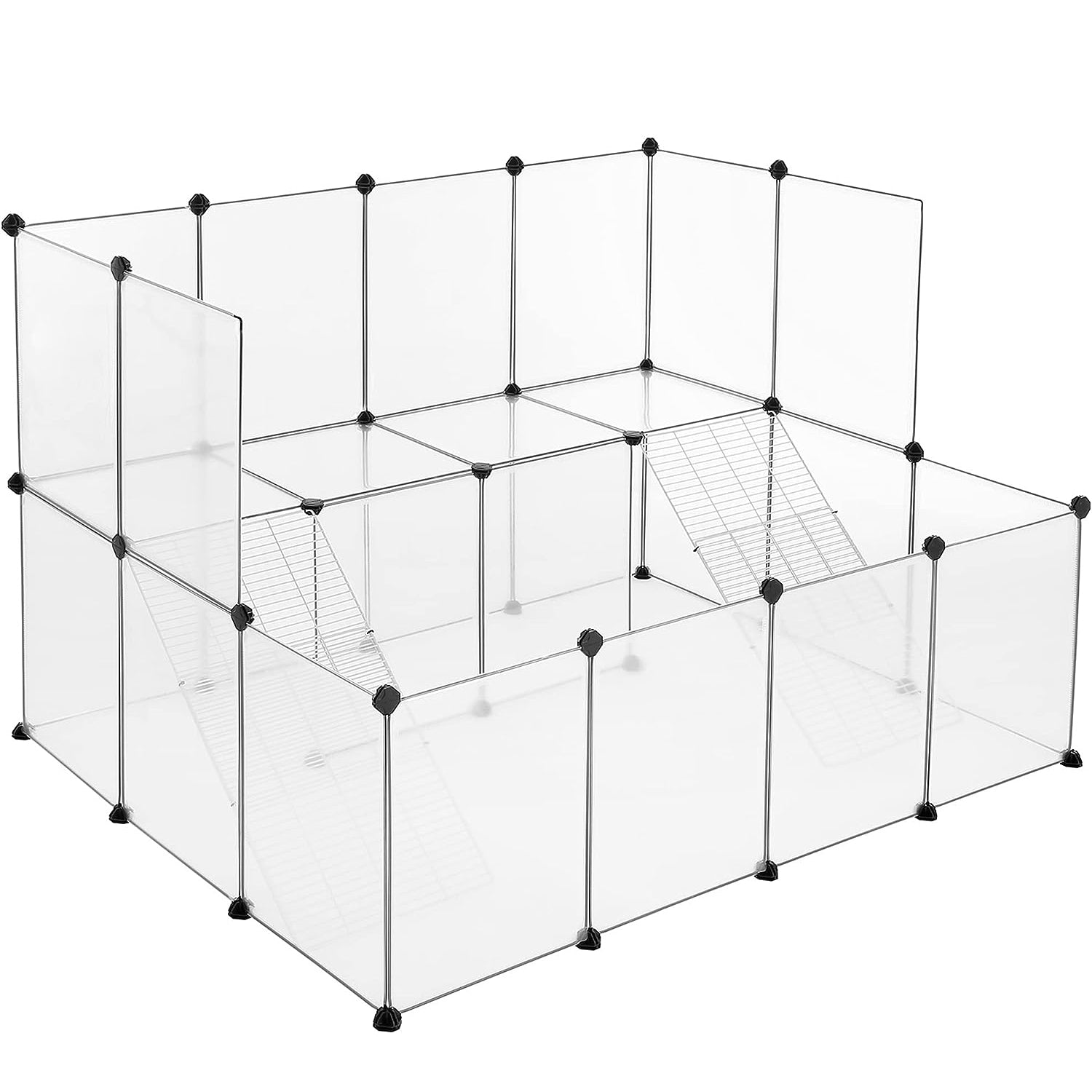 SONGMICS Tarc pentru animale mici rozatoare, din plastic, modulara DIY, 143x108x92cm, alb