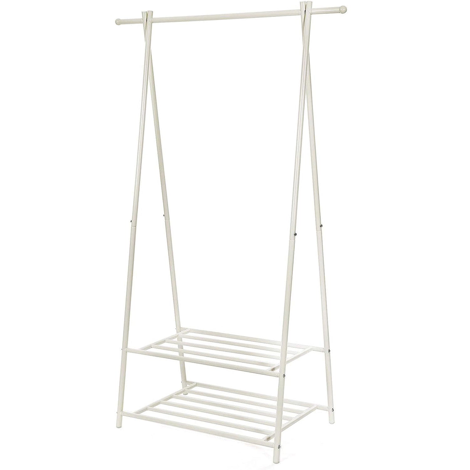 SONGMICS Suport pentru haine, cu raft depozitare pe 2 niveluri, cadru metalic, 88x41x155cm, alb