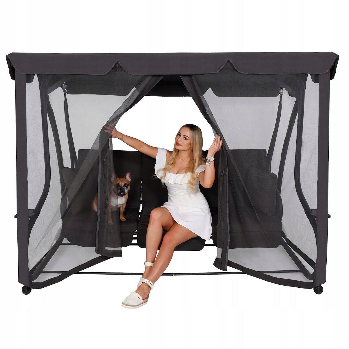 Balansoar leagan pat 3 persoane Corsica, cu plasa anti-insecte, sarcina 320kg