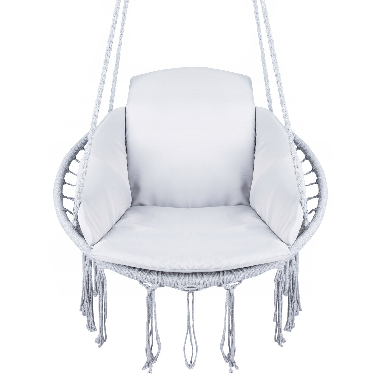 Scaun rotund tip leagan suspendat cu perna Confort casa sau gradina, gri