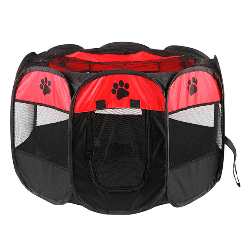 Tarc pliabil pentru animale de companie, diametru 70cm, negru rosu