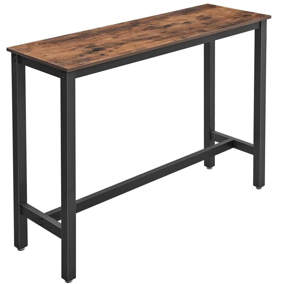 VASAGLE Masa de bar inalta, cadru metalic, design industrial, 120x40x100cm, maro rustic