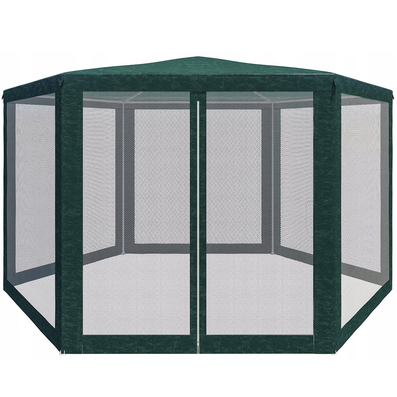 Pavilion cu plasa anti-insecte, fermoar, hexagonal, 200cm, Verde