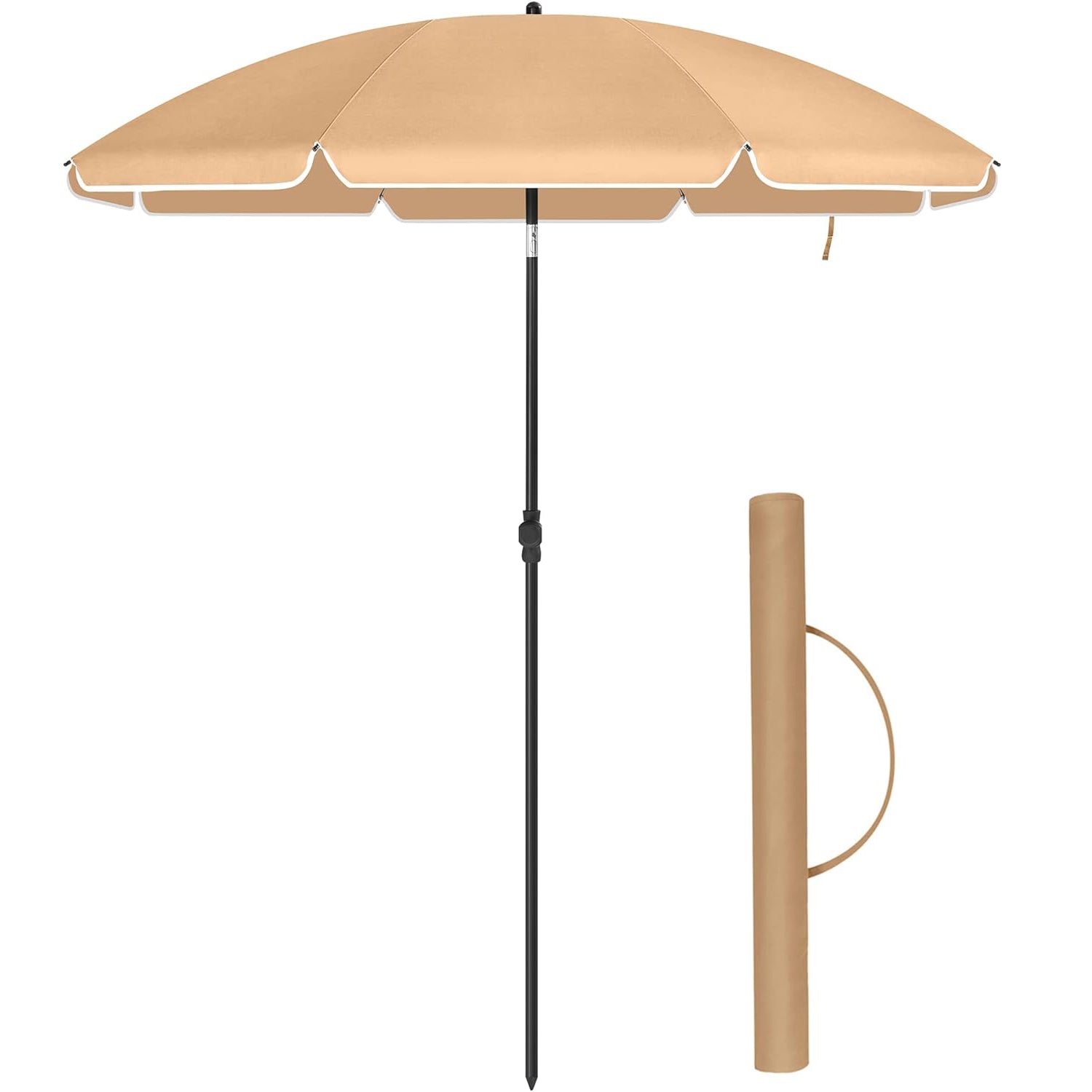 SONGMICS Umbrela terasa gradina sau plaja, cu inclinare, husa, diametru 160cm, taupe