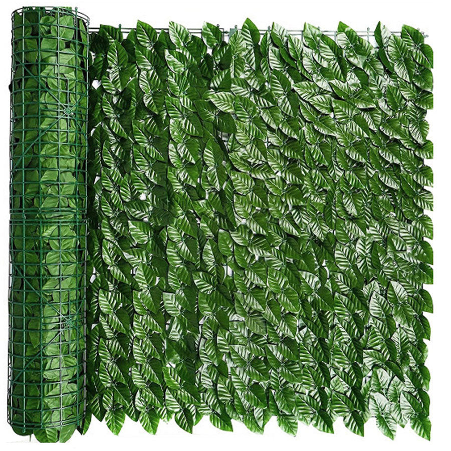 Panou paravan cu frunze artificiale pentru gard sau balcon, 100x300cm, verde