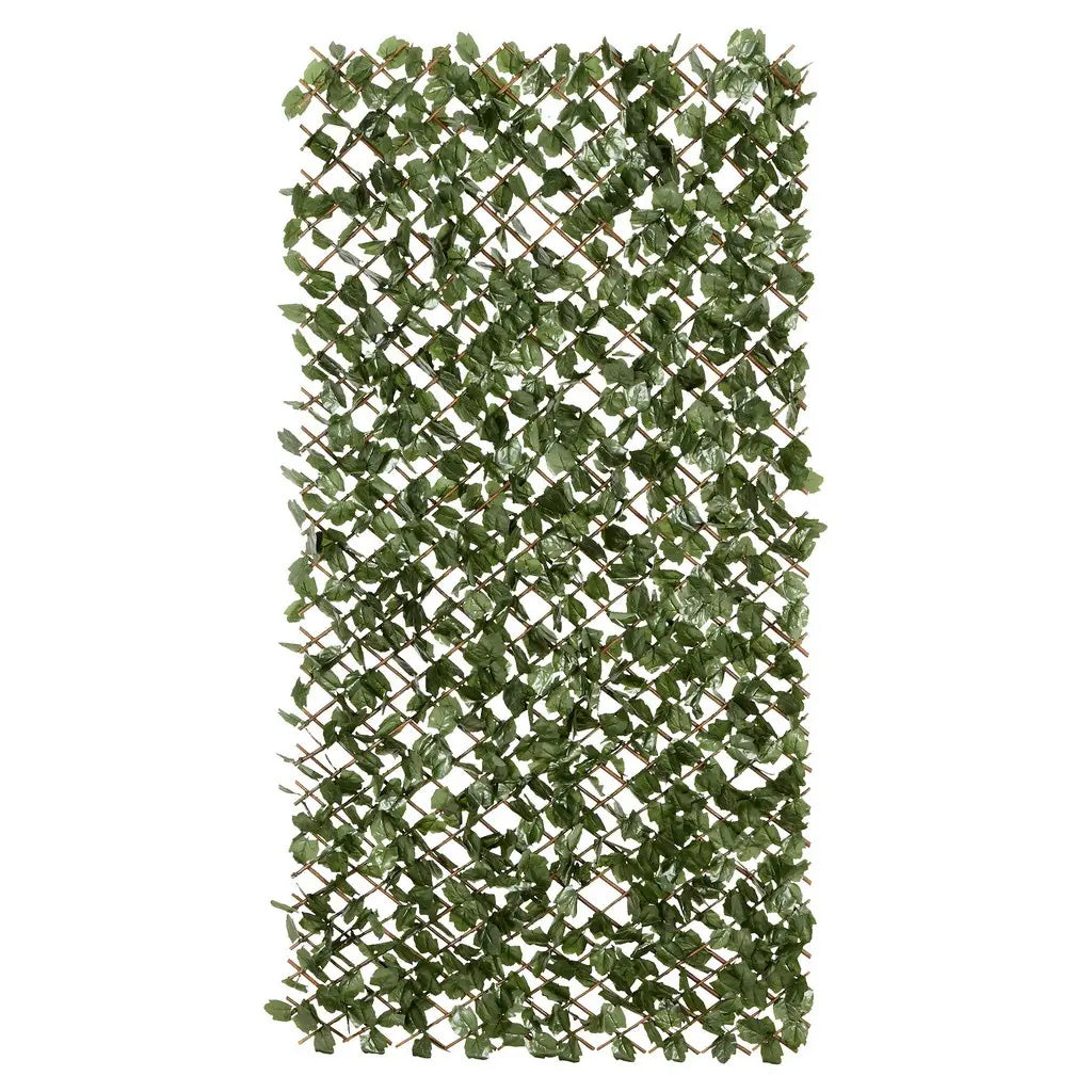 Panou de gard/paravan din lemn si frunze artificiale, extensibil, 100x200cm