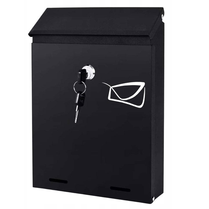 Cutie postala de exterior, pentru gard sau perete, din otel zincat, cu incuietoare, 26x6x19cm, gri inchis