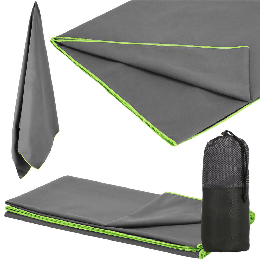 Prosop de plaja cu uscare de rapida, husa de transport, 90x180cm, gri