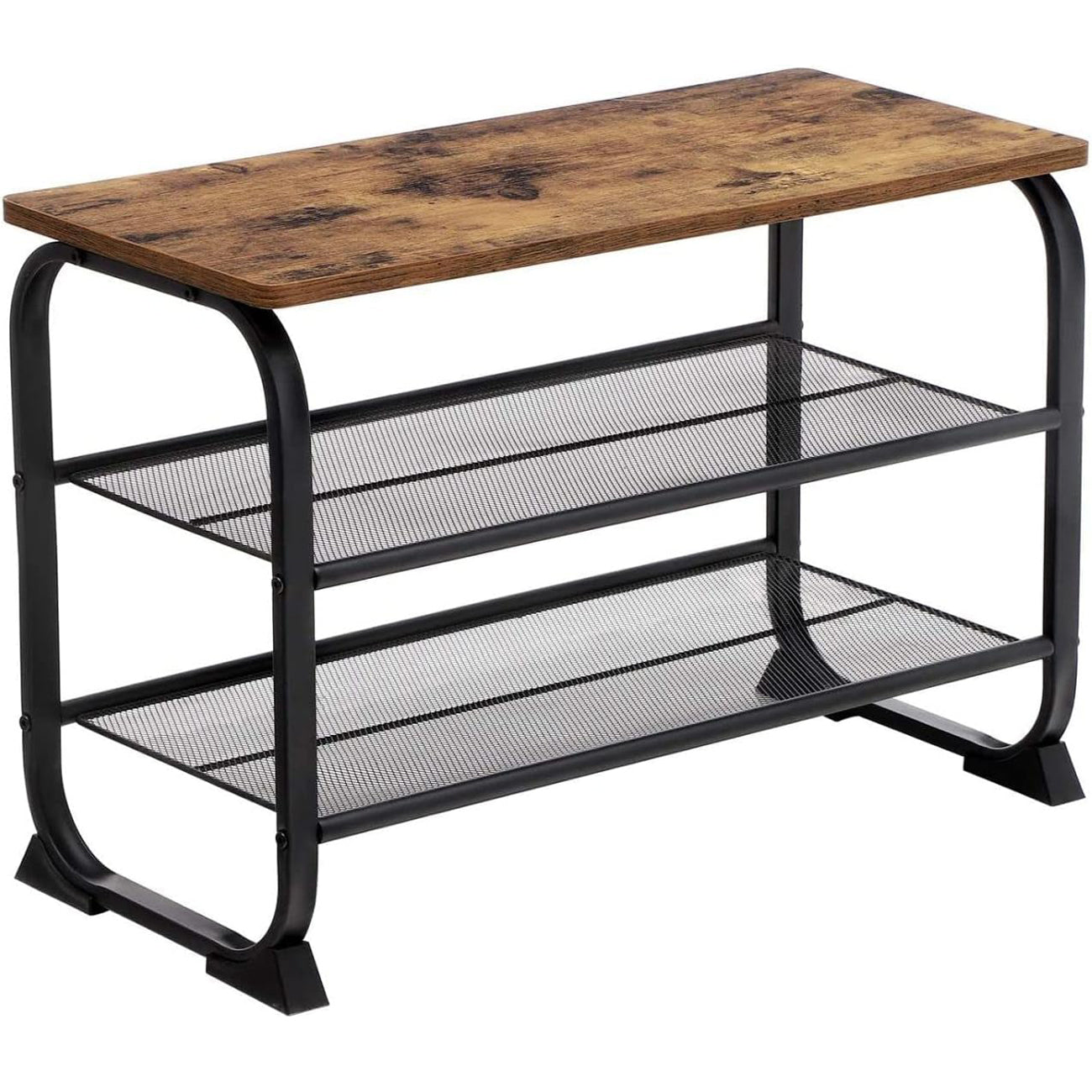 VASAGLE Raft pentru pantofi metalic, cu 2 polite, stil industrial, 66x45x30cm, maro