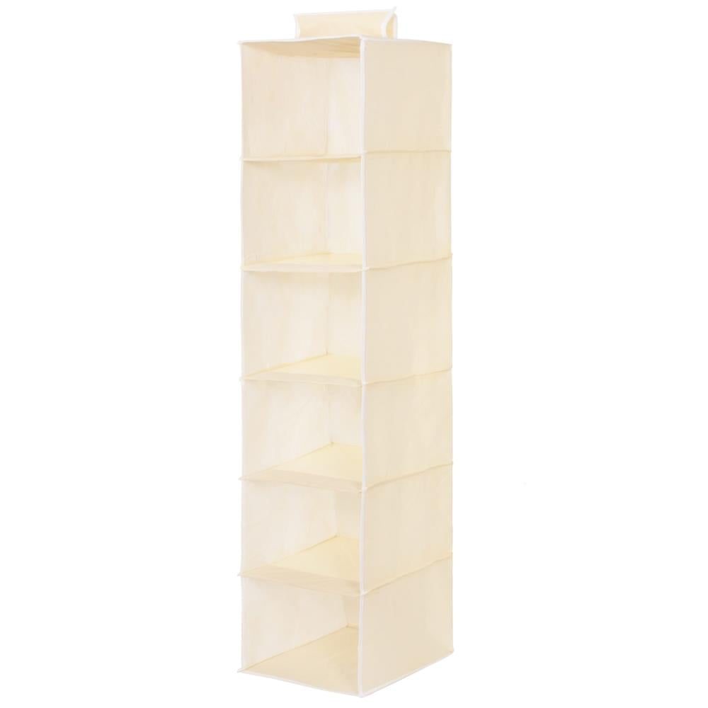 Organizator dulap Sersimo, 6 compartimente, textil, 120cm, crem
