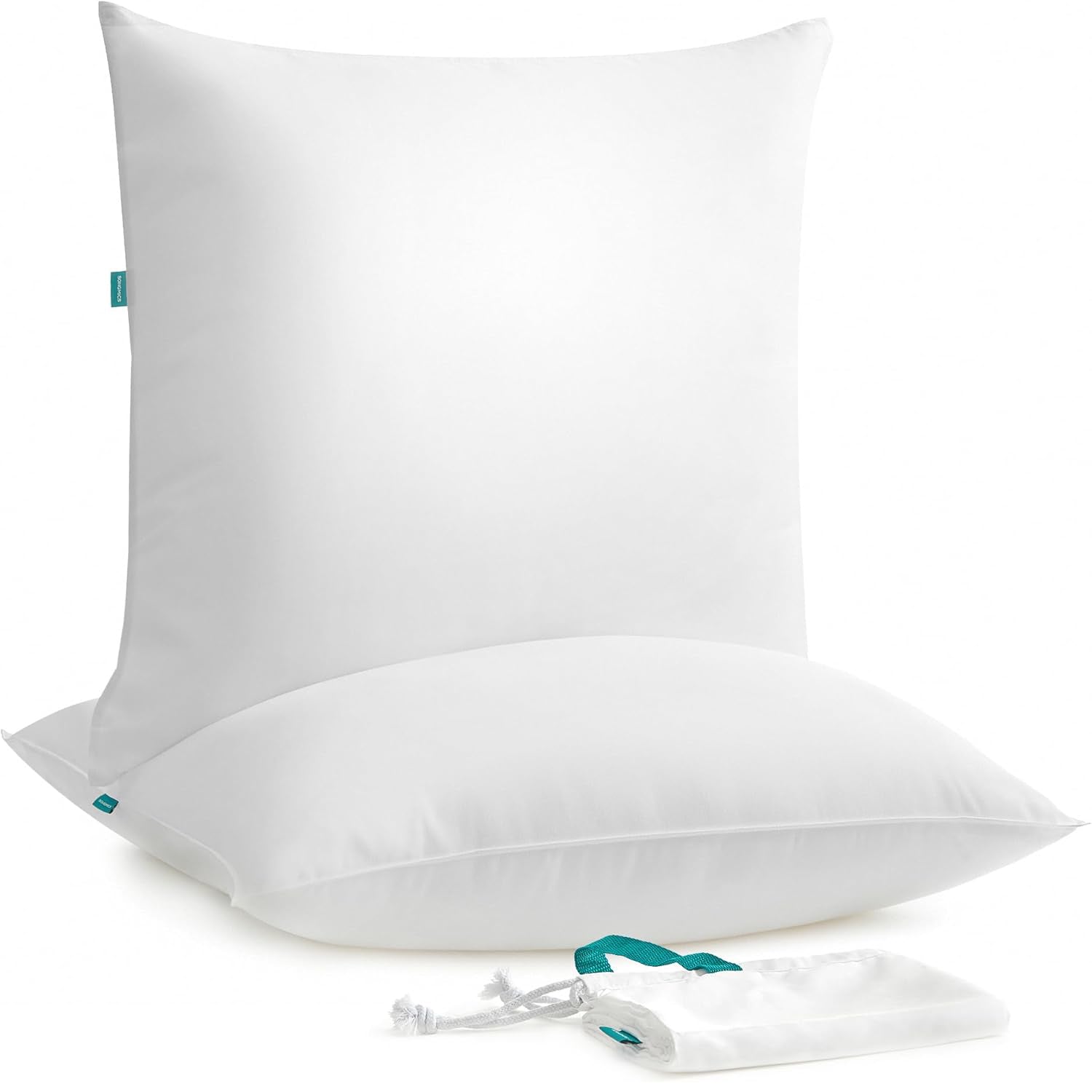 SONGMICS Set de 2 perne cu suprafata moale, 80x80 cm, umplutura 1500 g, alb