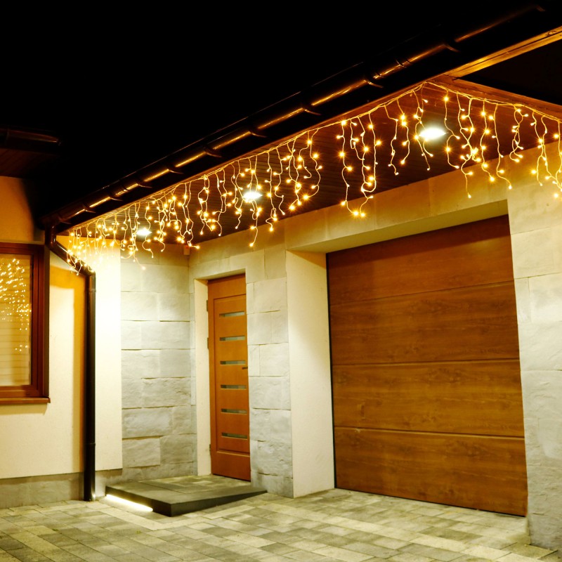 Ghirlanda luminoasa tip perdea 500 LED-uri, 20m, pentru interior/exterior, iluminare galbena, cu telecomanda