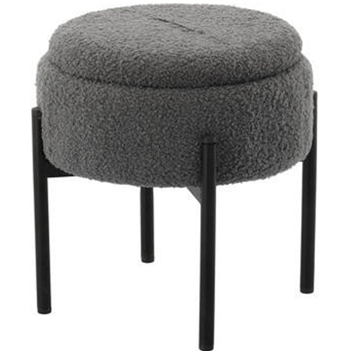 Taburet pentru copii, rotund, spatiu depozitare, 31x28cm, maxim 50kg, gri