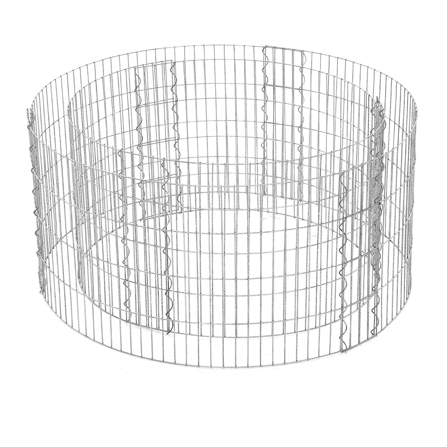 SONGMICS Cos de gabioane rotund pentru pietre, otel galvanizat, 90x90x40cm, argintiu