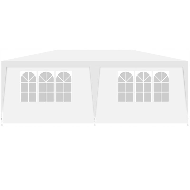 Cort pavilion 6x3m pentru gradina sau evenimente, cu 6 pereti laterali, alb