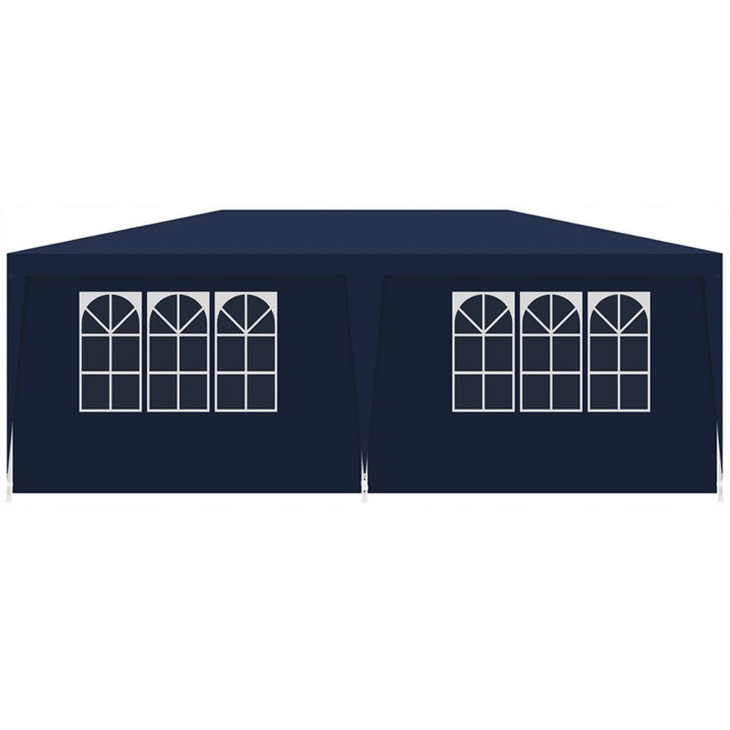 Cort pavilion 6x3m pentru gradina sau evenimente, cu 6 pereti laterali, albastru - 3