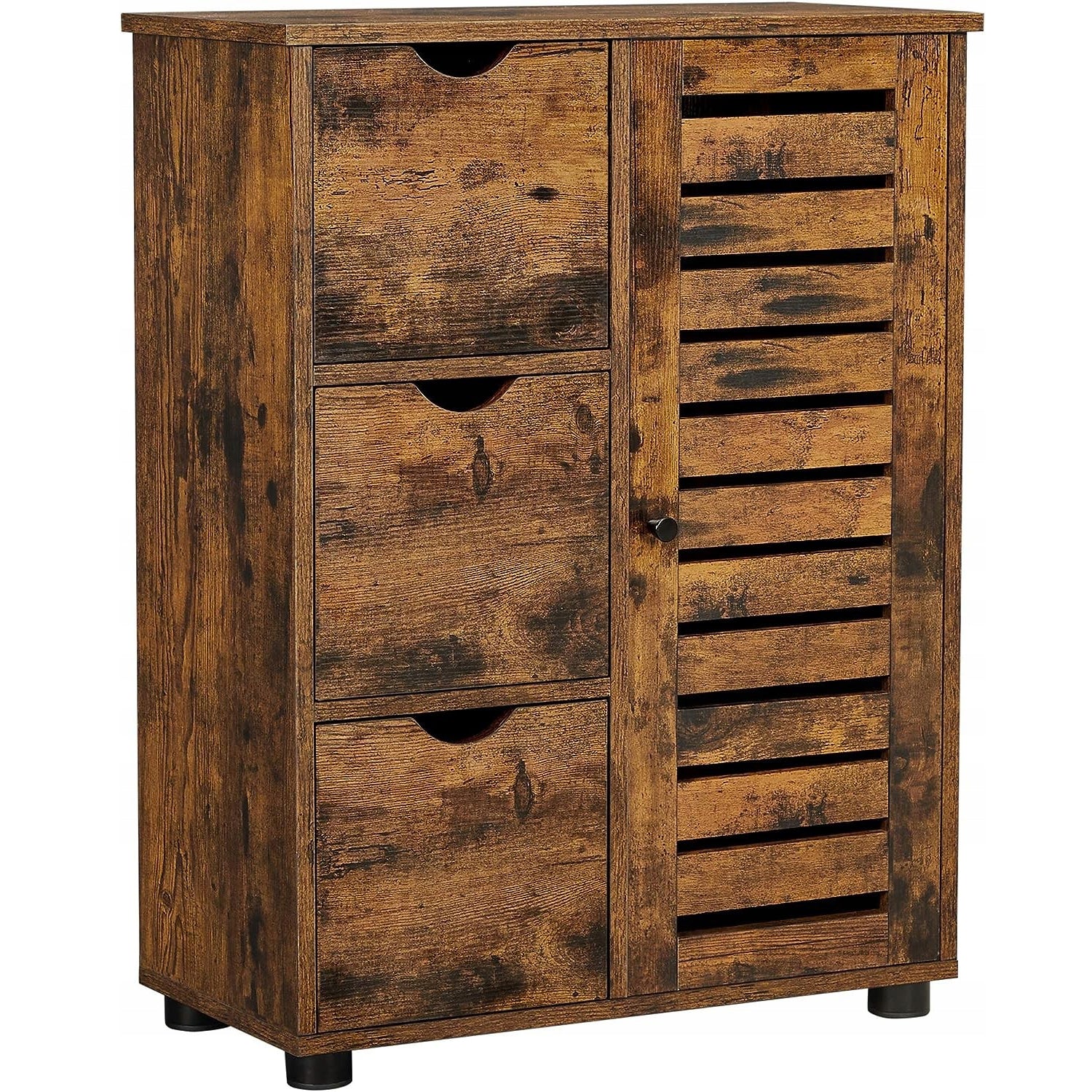 SONGMICS Comoda cu 3 sertare si dulap, 60x30x80cm, maro rustic