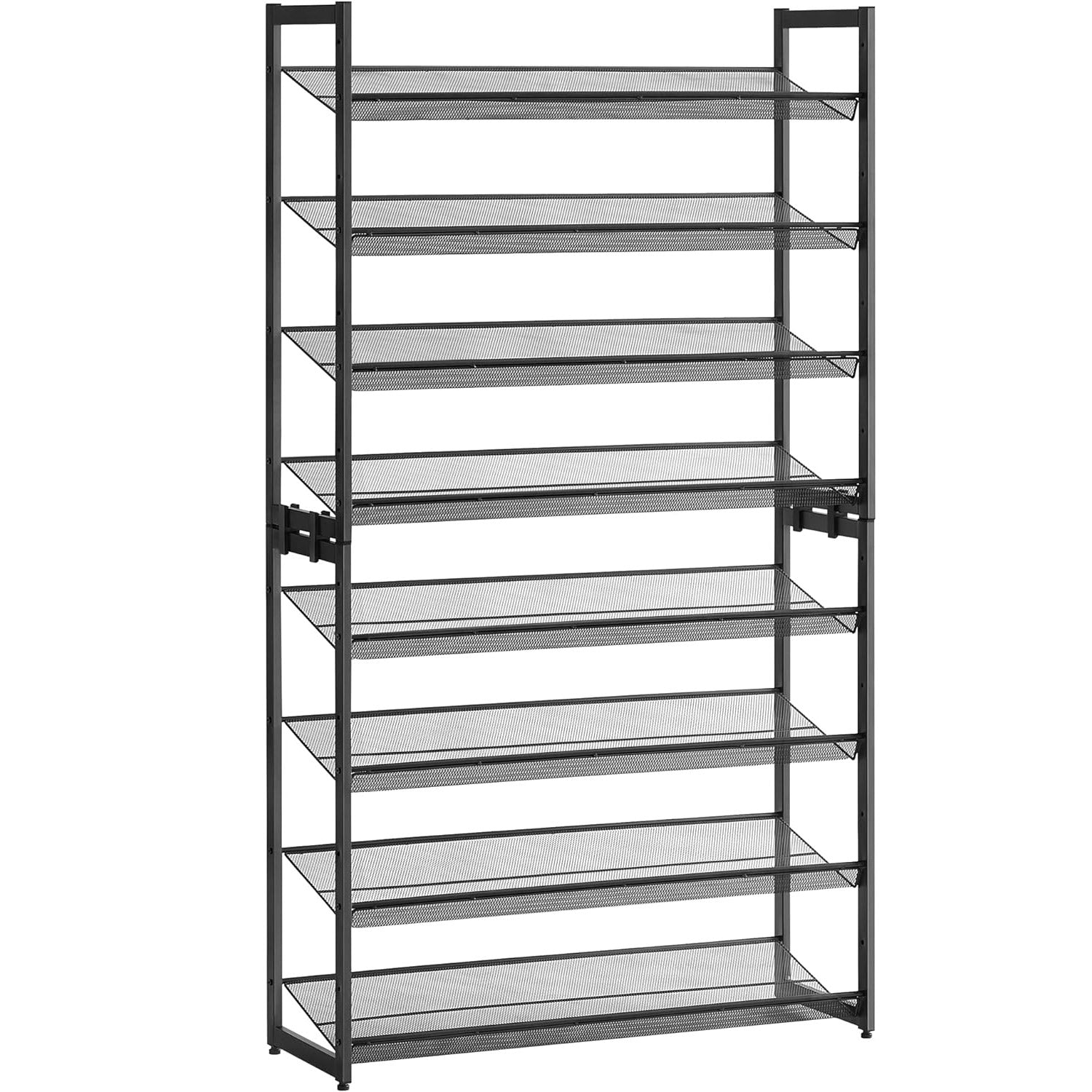 Raft pentru pantofi suprapozabil, pe 8 nivele, din metal, cu rafturi reglabile, pentru 32-40 perechi, 31x 92x163cm, negru