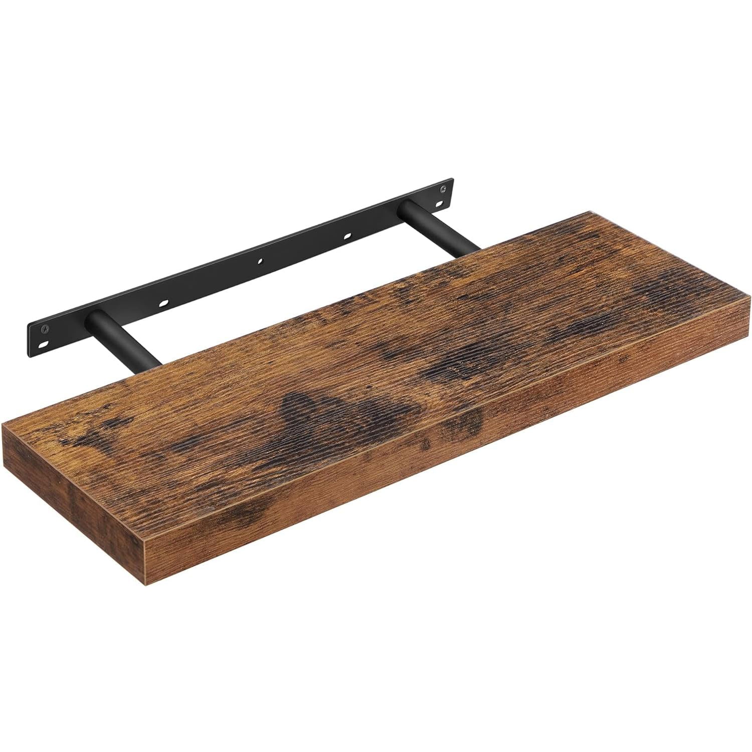 VASAGLE Raft de perete suspendat plutitor, MDF, sistem montare inclus, 60x20x4cm, vintage maro