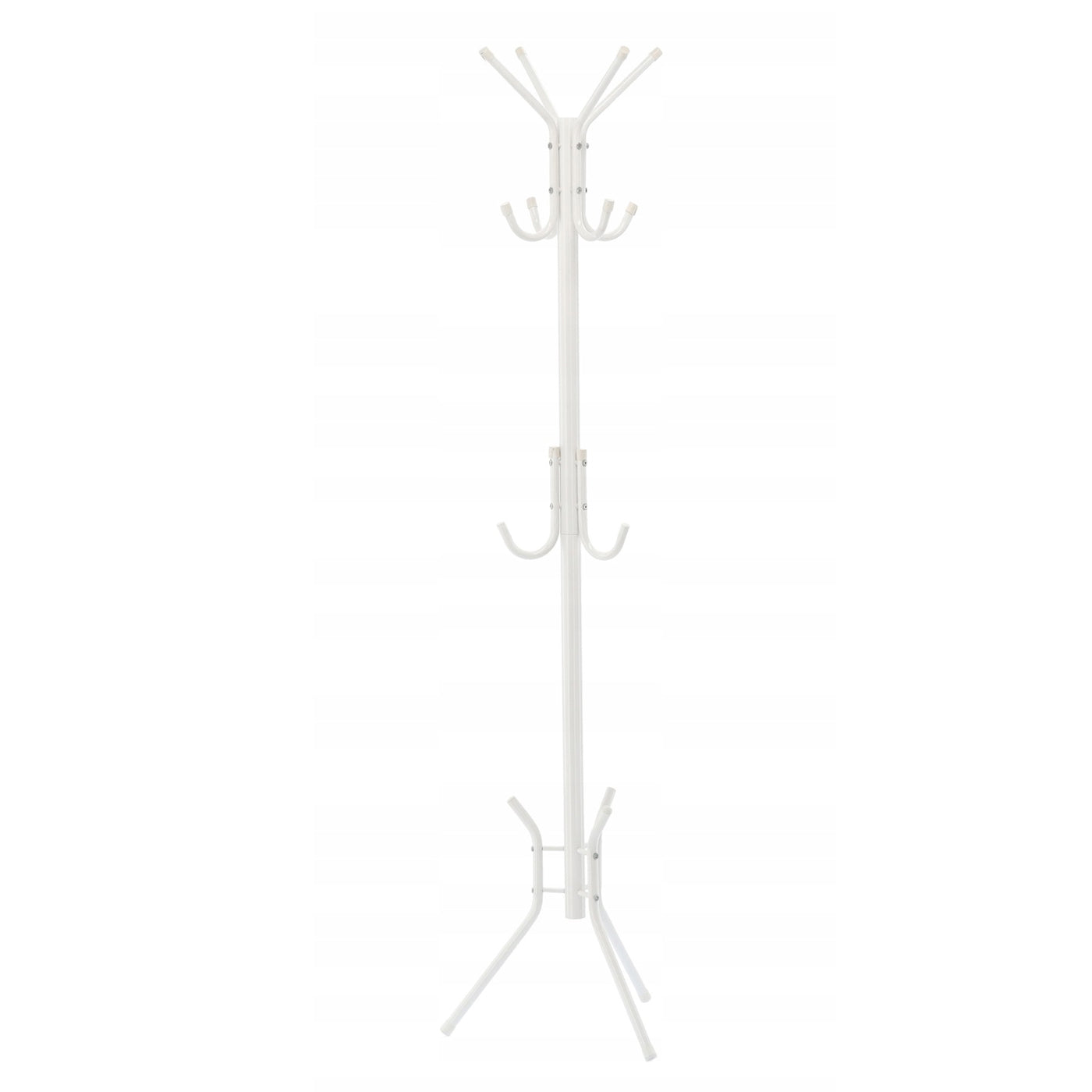 Cuier hol metalic 178 cm, 12 carlige, design minimalist, alb