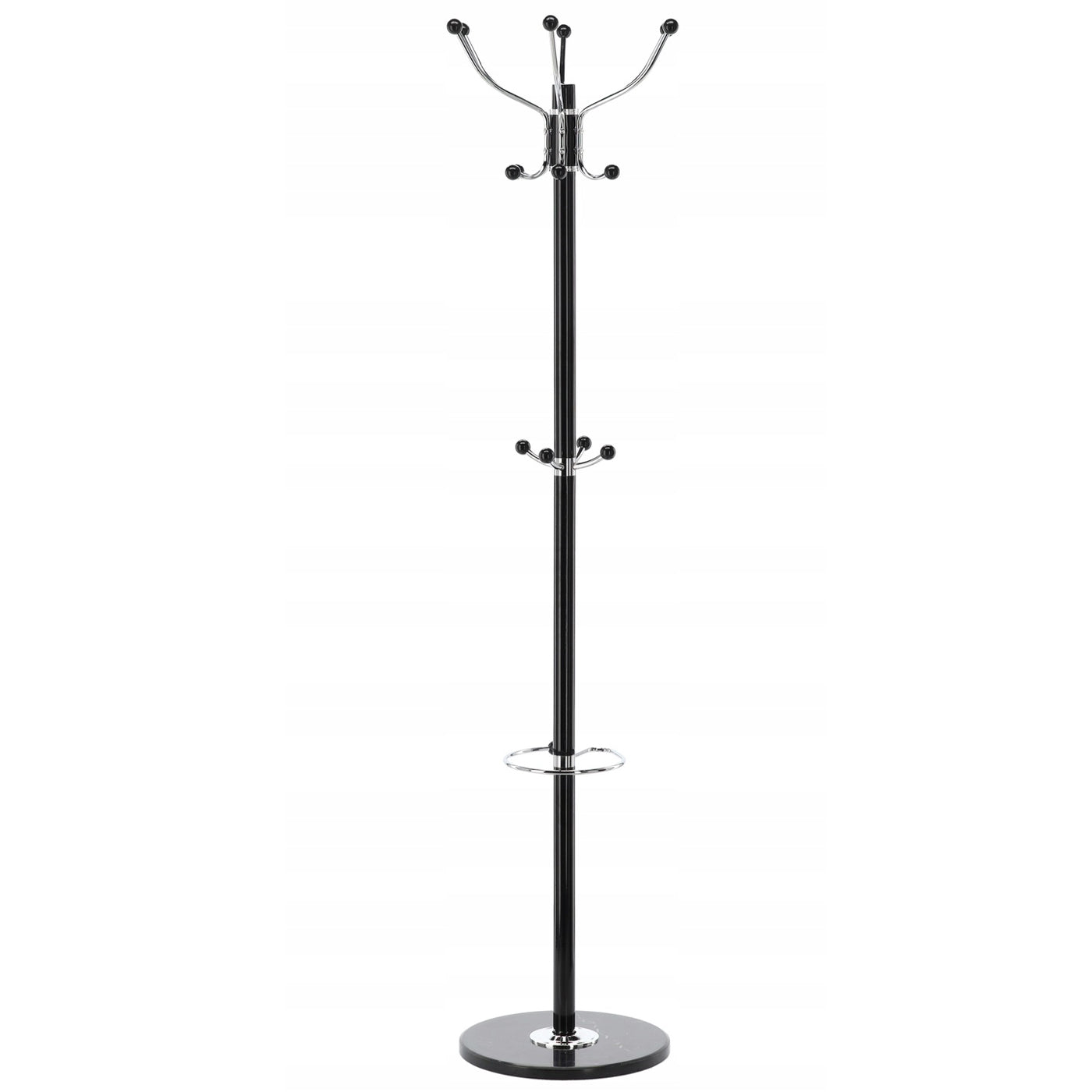 Cuier hol metalic 178 cm, 16 carlige, design minimalist, negru