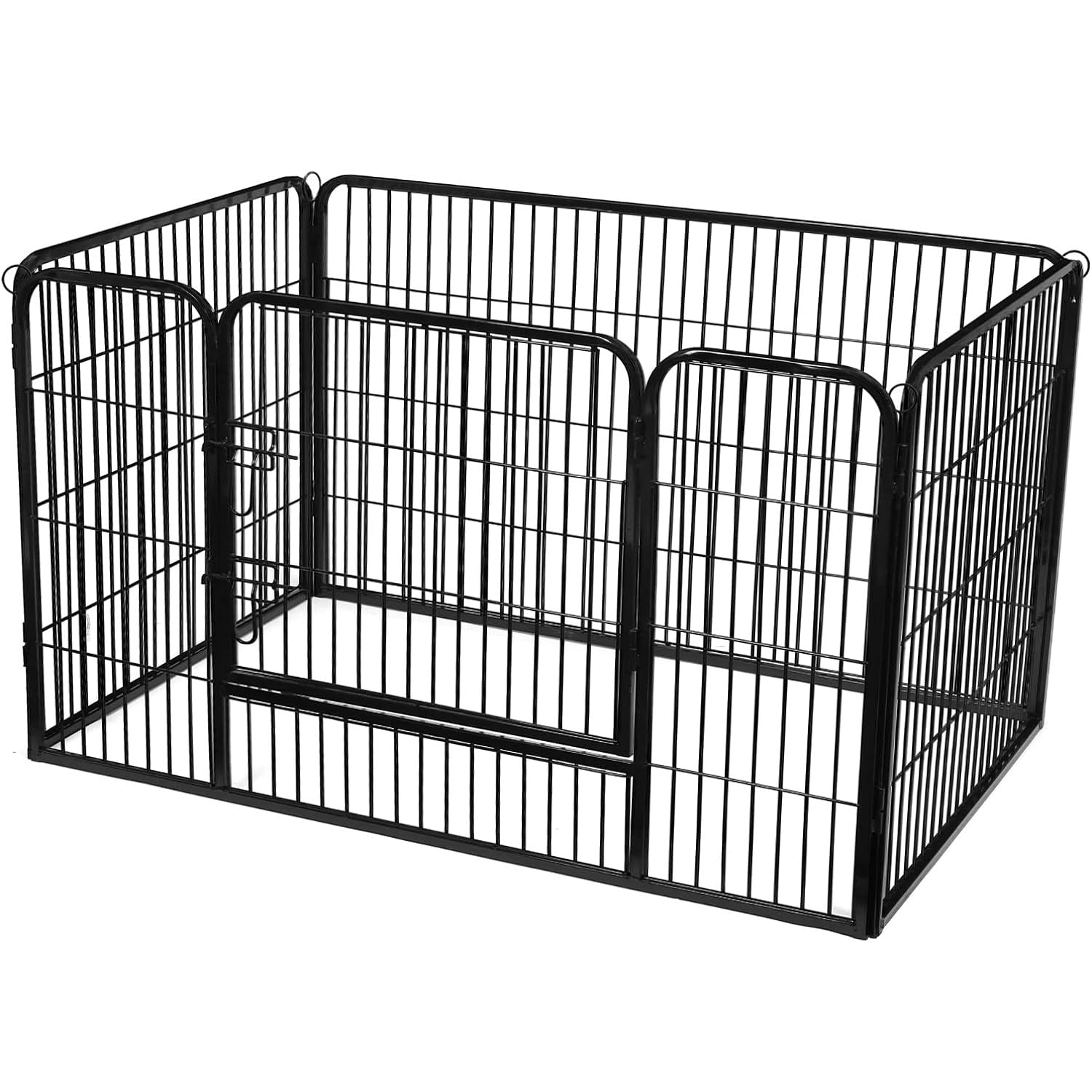 FEANDREA Tarc pentru caini din panouri de fier, cu usa de acces, XXL, 122x80x70cm, negru