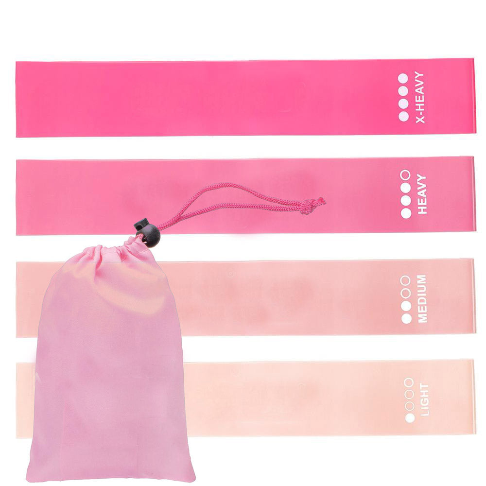 Set 4 benzi elastice latex, Sersimo, roz, 4 trepte dificultate