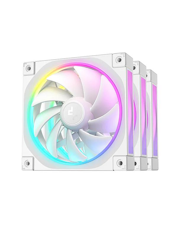 Set 3 ventilatoare DeepCool "FL12R WH 3IN1", 120mm, 500-2150 RPM, FDB, 55 cfm, , 4pin PWM, alb, "R-FL12R-WHAPN3-G" - 6933412785149