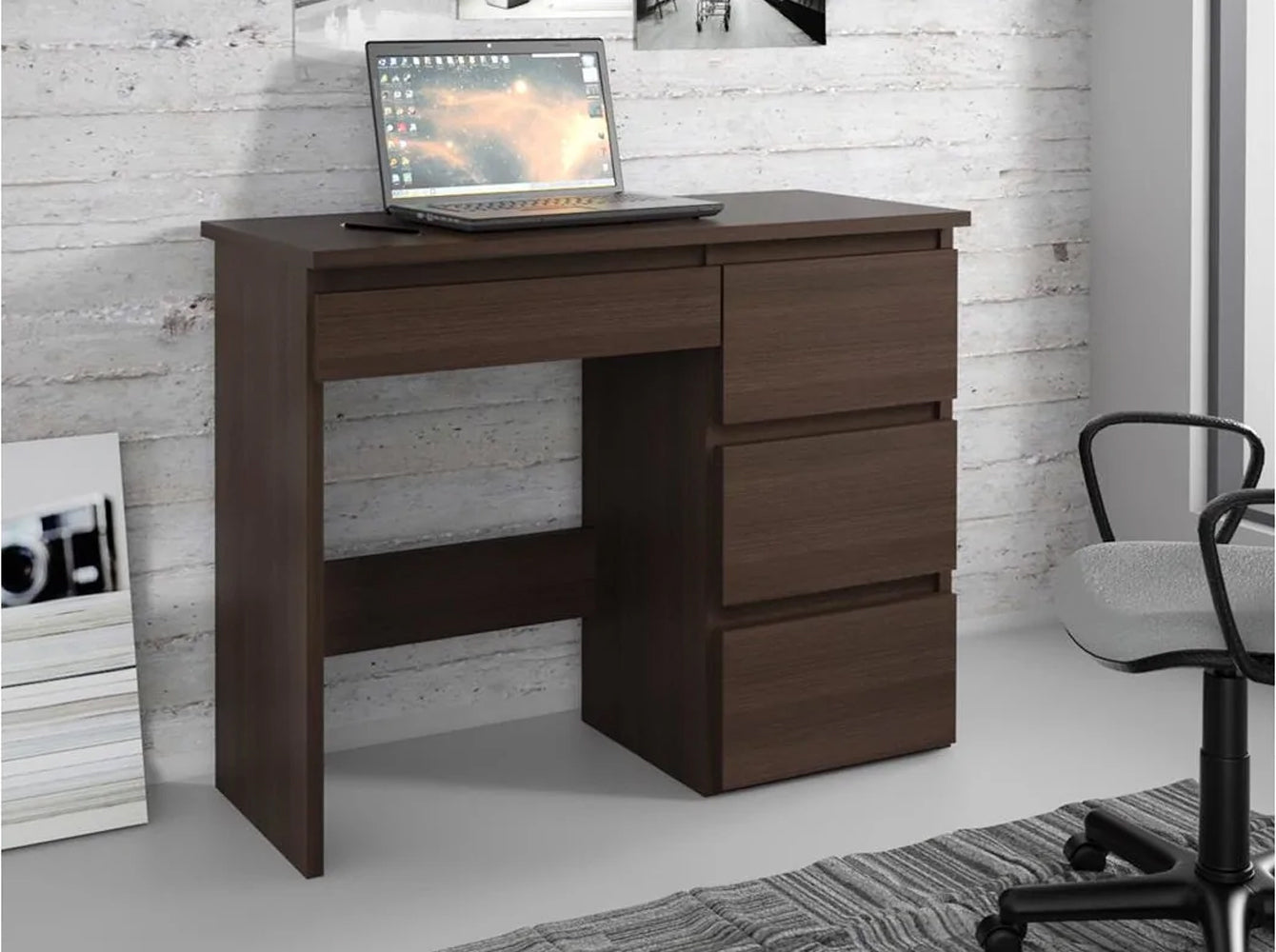 Birou calculator Beta 3 cu 4 sertare, 94x43x75 cm, finisaj wenge - 2
