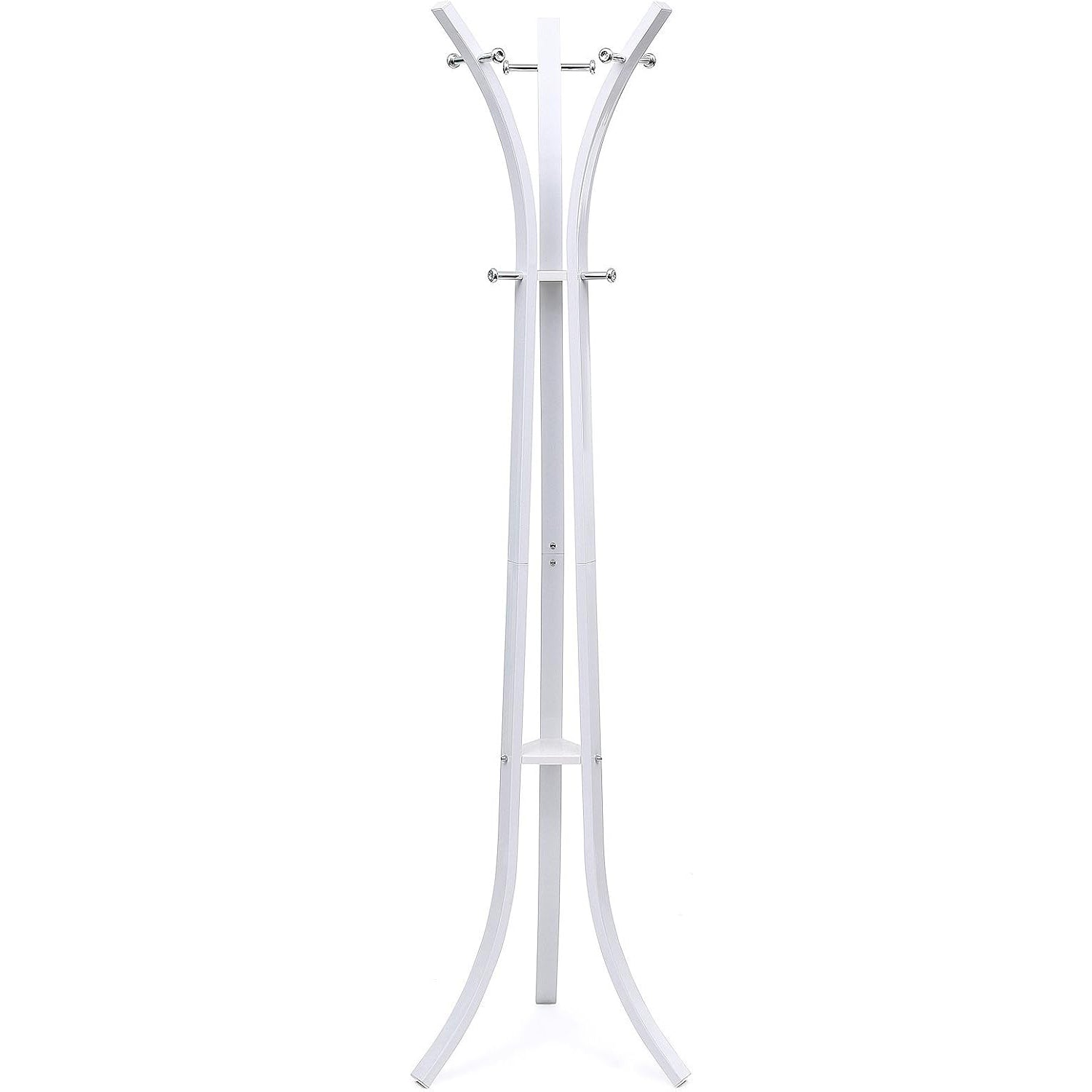 SONGMICS Cuier metalic 176x50x50 cm, cu 9 carlige, otel vopsit si plastic ABS, alb